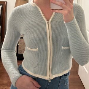 100% Cashmere Zip-Up Sweater